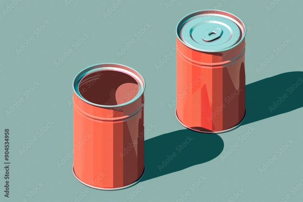 Aufkleber Two cans sitting together on a surface, with no other objects or context