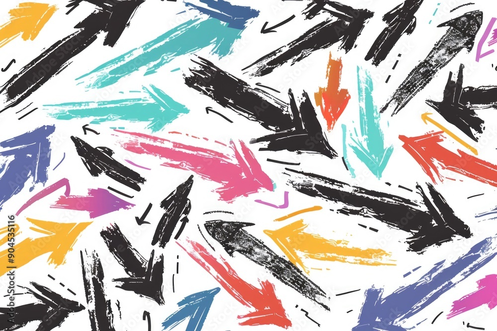 Aufkleber a seamless pattern of colorful paint strokes on a white background