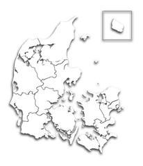 DENMARK MAP WITH REGIONS AND ADMINISTRATIVE DIVISIONS