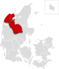 VIBORG map PROVINCE of DENMARK 3d isometric map