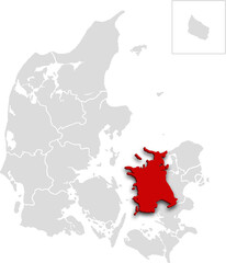 WEST ZEALAND map PROVINCE of DENMARK 3d isometric map