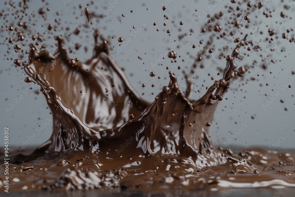 Poster a chocolate drizzle creates a design on the surface of the water, perfect for a creative project