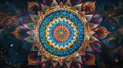Fototapeta premium Serene Harmony. Mandala Wallpaper with High Detail on Plain Background