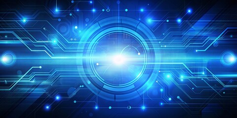 Obraz premium Abstract blue technology background with futuristic elements, abstract, blue, technology, background, future, digital