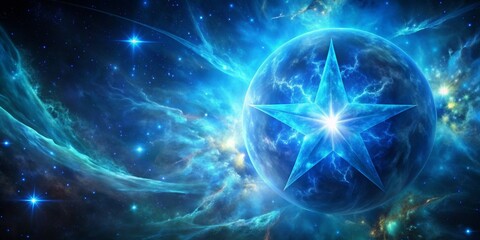 Obraz premium Azure Splendor Captivating Gaze upon a Blue Supergiant Star, azure, splendor, captivating, gaze, blue, supergiant, star