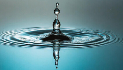 a water drop on a blue water background, studio light, highly detailed