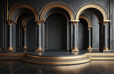 Fototapeta premium Product display three dimensional podium mockup with shadows and light