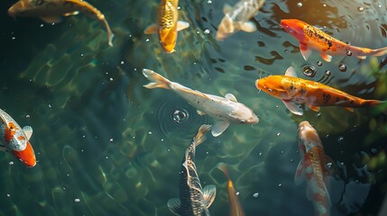 Koi carp swimming in ponds