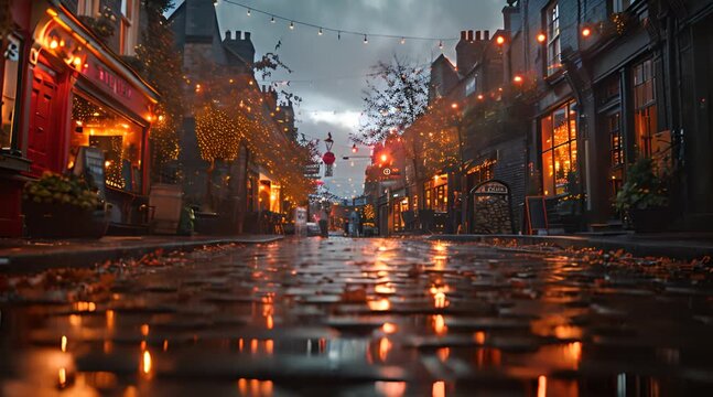 Rainy Night in a European City