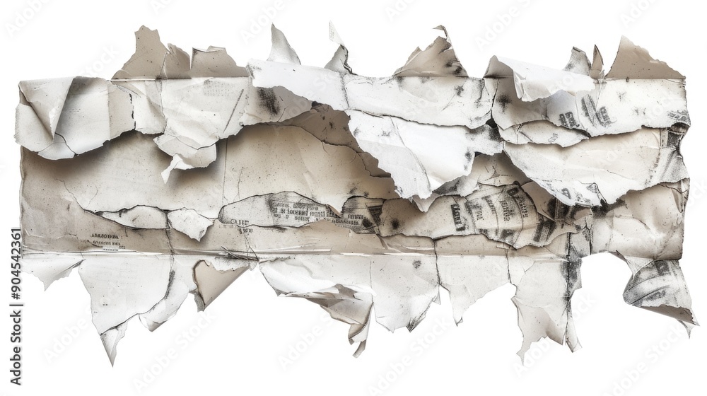 Poster A ripped corner of a paper with rough edges and fibers exposed