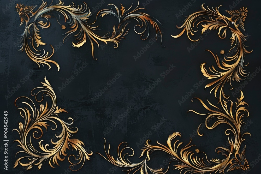 Aufkleber a simple yet elegant gold frame on a dark background