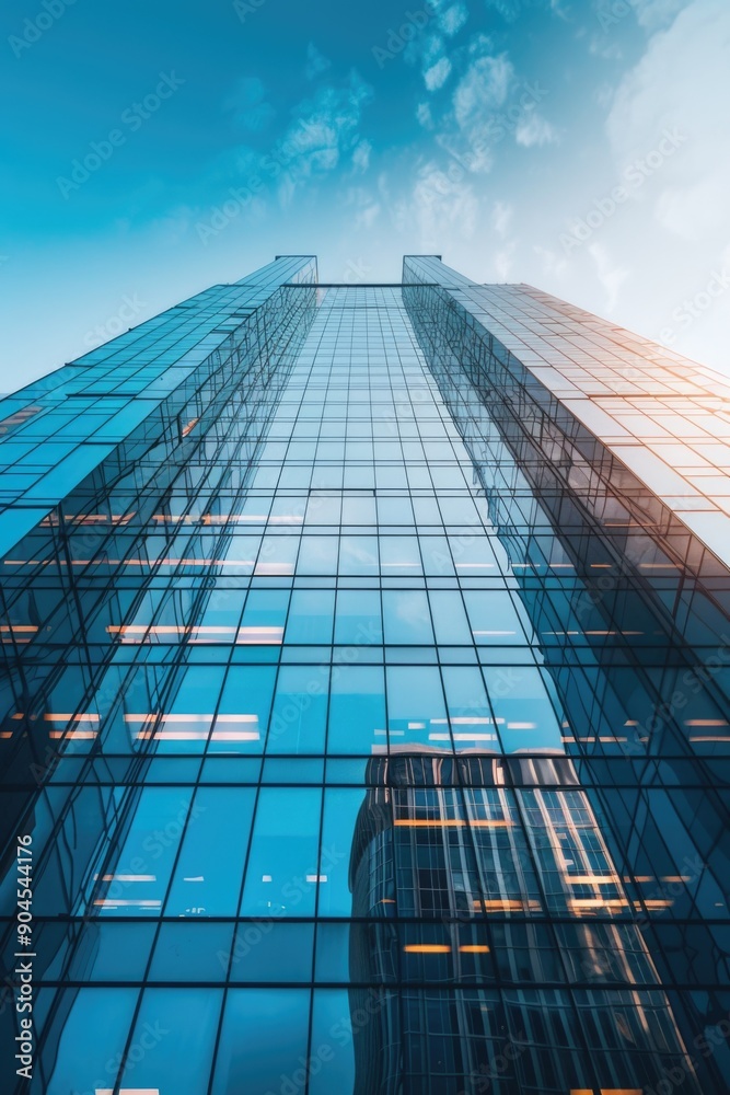 Poster High-rise structure with numerous windows and possibly office or residential spaces