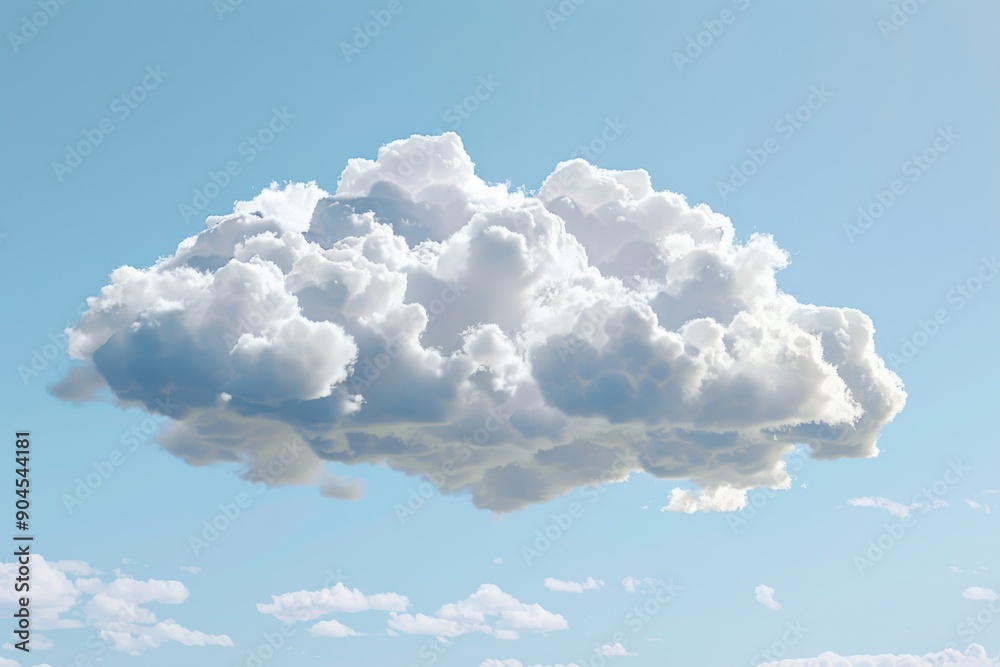 Poster A large cloud in the sky with a plane in the foreground, suitable for use as a background image or to add atmosphere to your design
