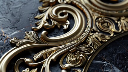 A close-up view of a shiny gold mirror mounted on a wall, great for interior design or jewelry-themed images