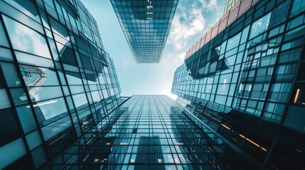 A tall building with many windows against a clear blue sky