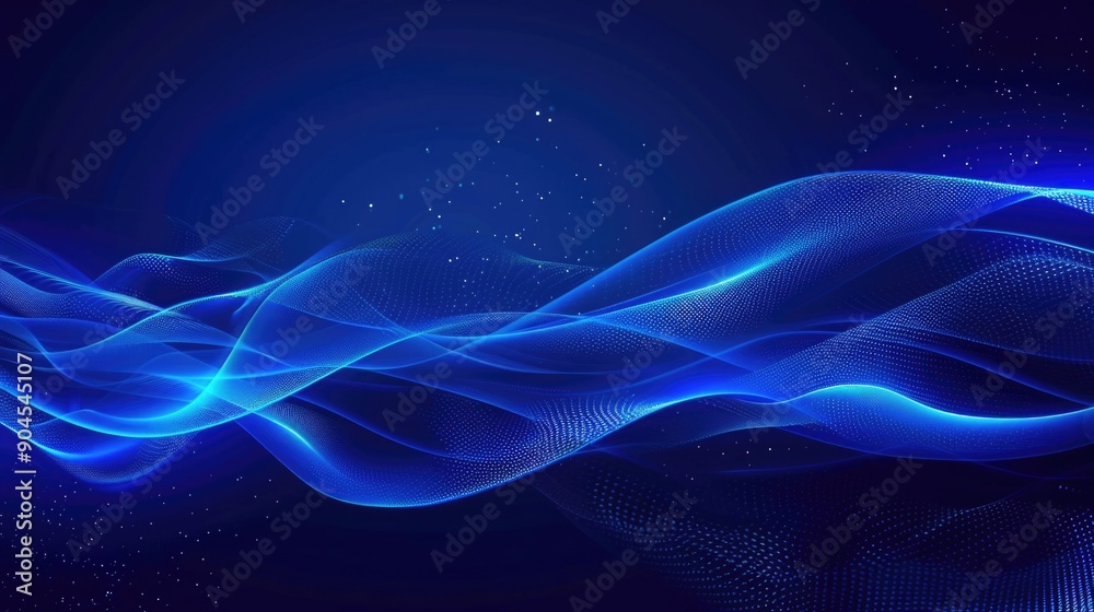 Poster abstract blue background with wavy patterns and starry night sky