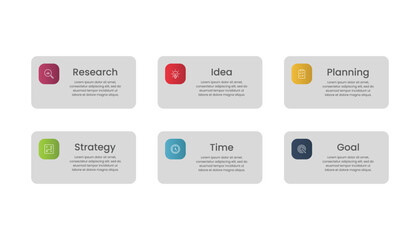 Infographic element design template with 6 options or steps and icons
