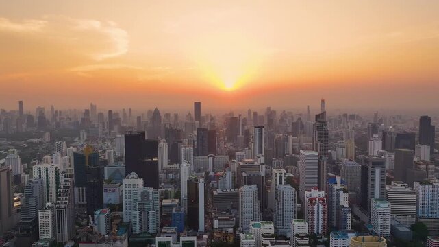 Bangkok, Thailand aerial city scape view from above. Bangkok Thailand: Drone Aerial view, Observing urban landscape. 