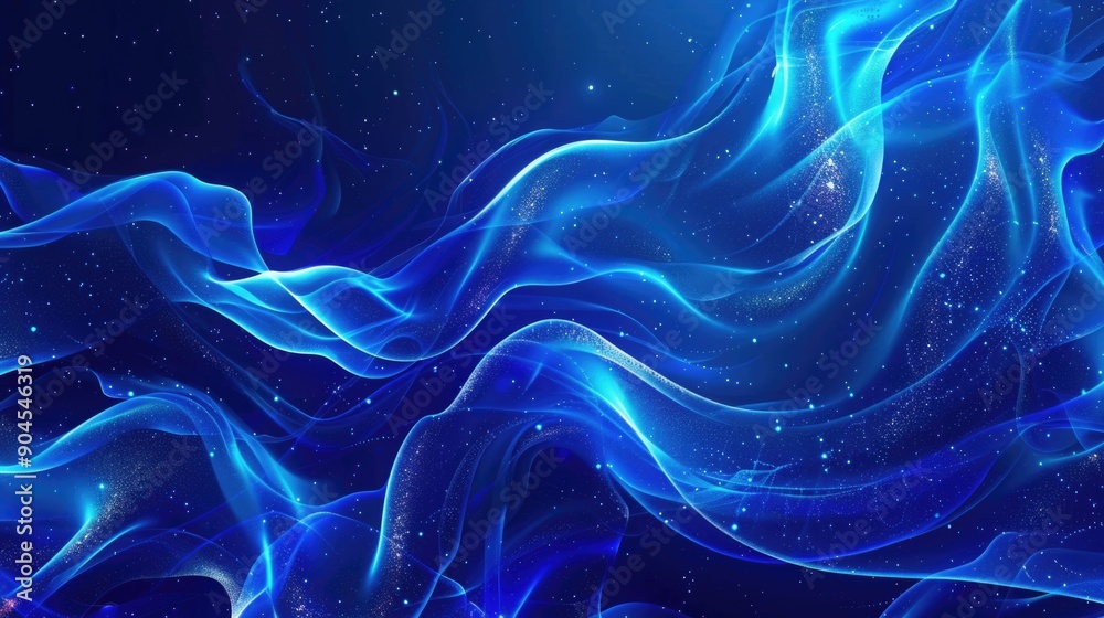 Aufkleber blue and black abstract background with wave and star design, perfect for use in various creative pr