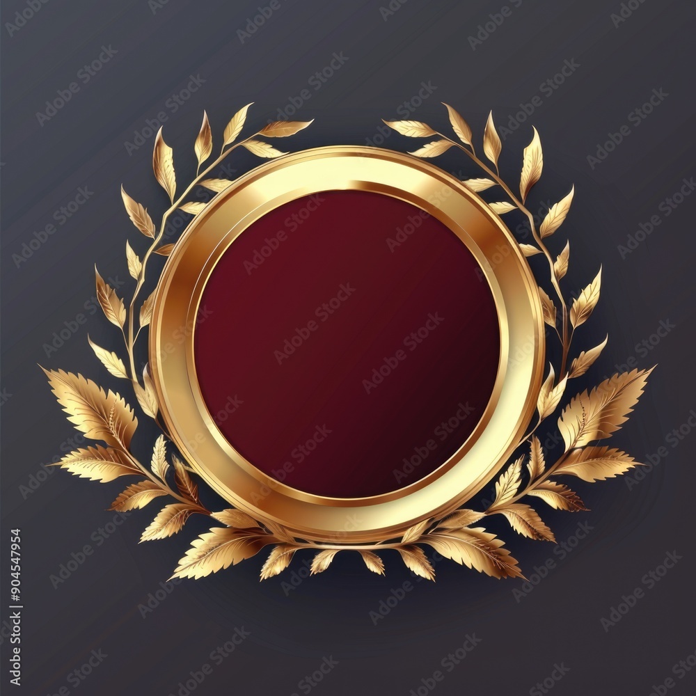 Poster a beautiful golden frame adorned with leaves against a dark background, ideal for use in photography
