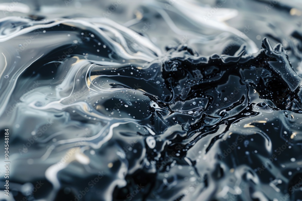 Poster a close-up view of a black and white liquid, suitable for use in scientific or educational contexts