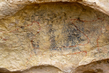 Obraz premium Takiroa Maori Rock Drawings - New Zealand