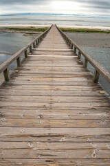 Fototapeta premium 古い木の橋 Old long road bridge made of wood