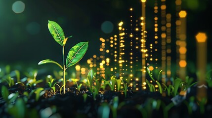 Green Financial Growth: Dynamic 3D Chart as a Growing Plant