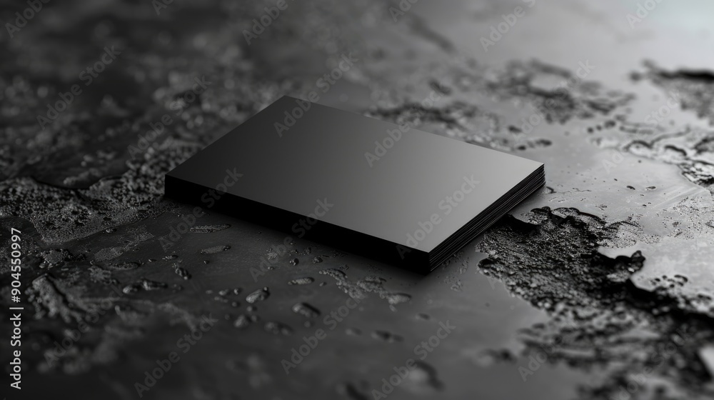 Aufkleber a close-up of a black business card lying on a dirty surface, ideal for use in scenarios where a pro