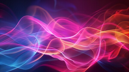 Mesmerizing Abstract Digital Wave of Colorful Light - Vibrant Neon Flowing Lines Illustration