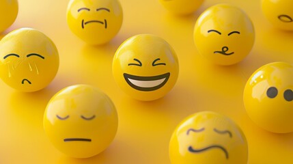 Fototapeta premium A closeup shot of yellow emoii faces with different emotions