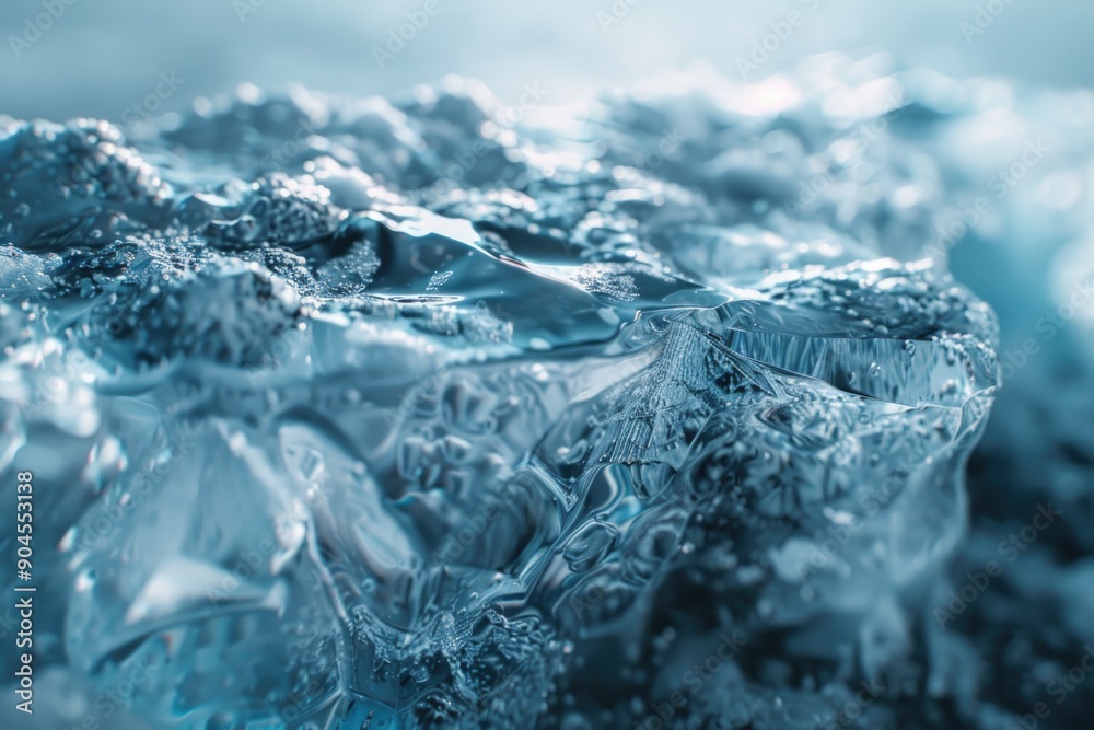 Poster a close-up shot of a piece of ice with intricate details and textures