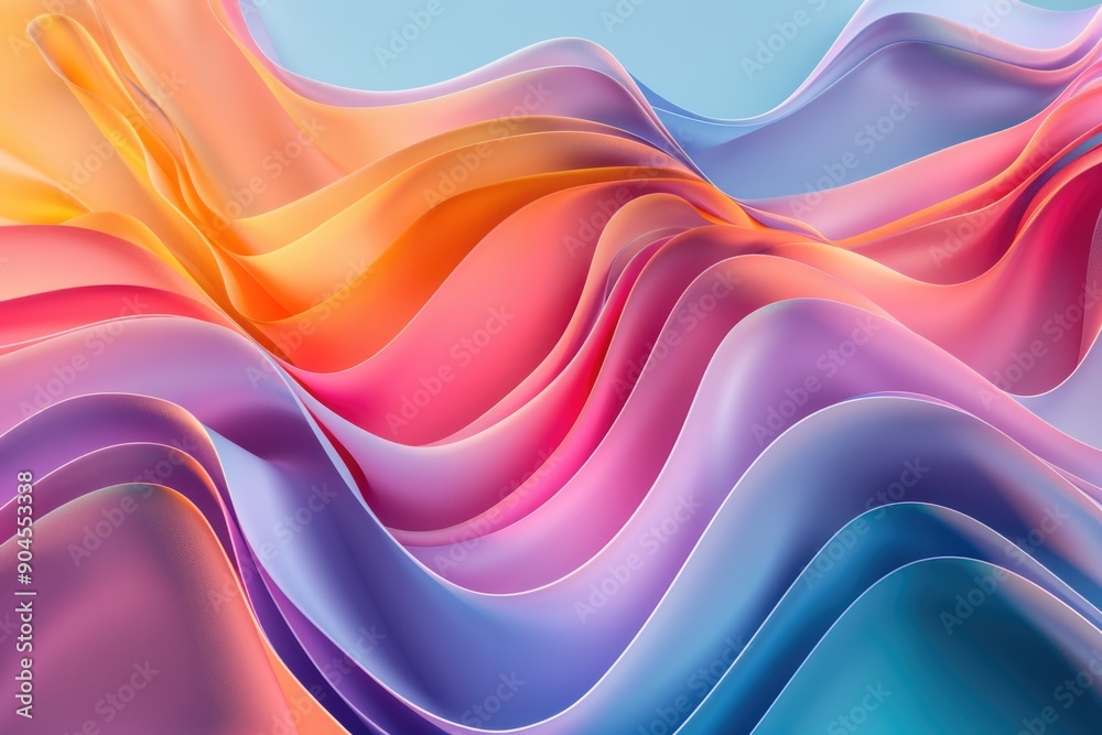 Poster colorful abstract design with wavy lines