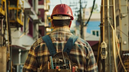 Obraz premium Electrician construction site background generative ai