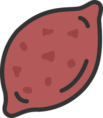 サツマイモのアイコン（線画カラー）のイラスト