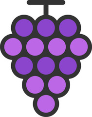 ぶどうのアイコン（線画カラー）のイラスト