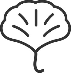 イチョウの葉のアイコン（線画）のイラスト