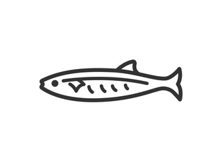 サンマのアイコン（線画）のイラスト
