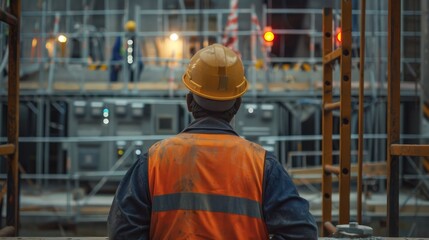 Electrician construction site background generative ai