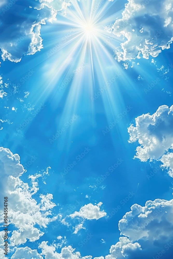 Poster a bright sun is visible behind thin clouds, with no obstruction of view