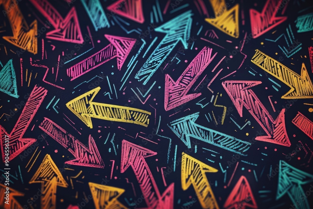 Poster Colorful arrow design on a dark background