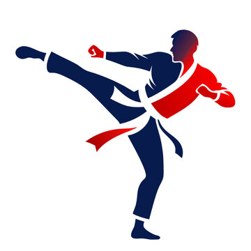 recommend clip art: The Powerful Kick: A stylized illustration of a martial artist executing a high kick, showcasing the strength and agility of this ancient practice. 