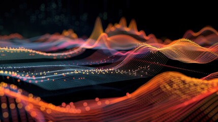 Interactive 3D line graph with multiple lines intersecting, representing complex data trends.