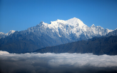 Annapurna South snow mountain in Nepal in day time