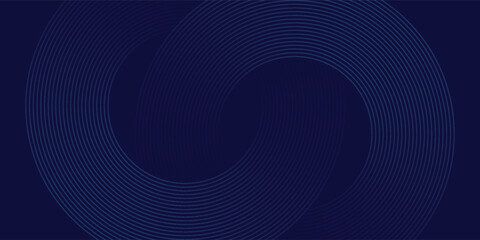 Abstract blue glowing geometric lines on dark blue background. Modern shiny blue circle lines pattern. Futuristic technology concept. Suit for cover modern
