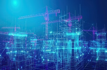 Obraz premium Digital Construction of a Futuristic City
