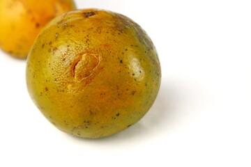 white isolated orange fruit with ugly skin