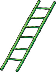 Hand Drawn Vector Cartoon Bamboo Ladder