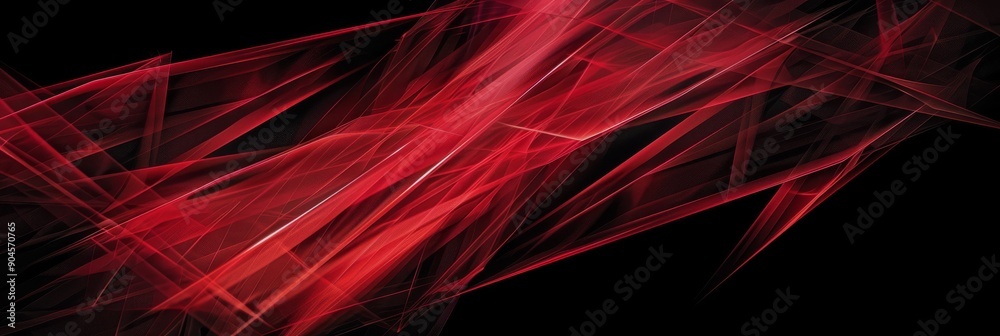 Poster dynamic red abstract wave patterns set against a striking black background for visual impact