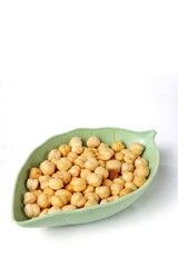 Close up of chickpeas isolated on white